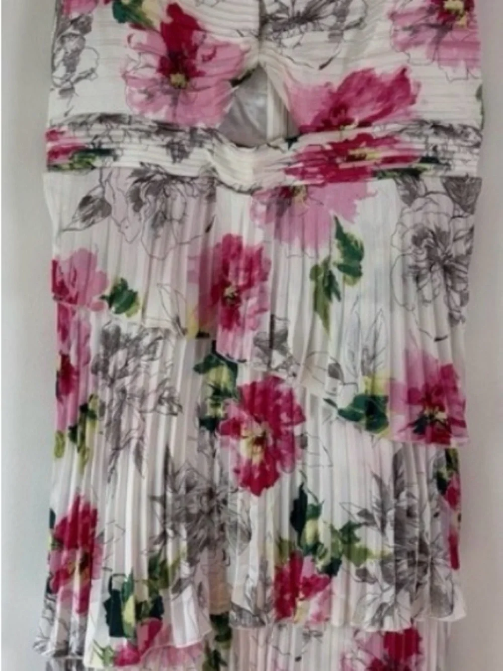 Abercrombie & Fitch White Floral Maxi Dress with Pink and Green Accents
